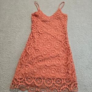Jack by BB Dakota Orange Crochet Sleeveless Dress Slim Fit Size 4 Summer